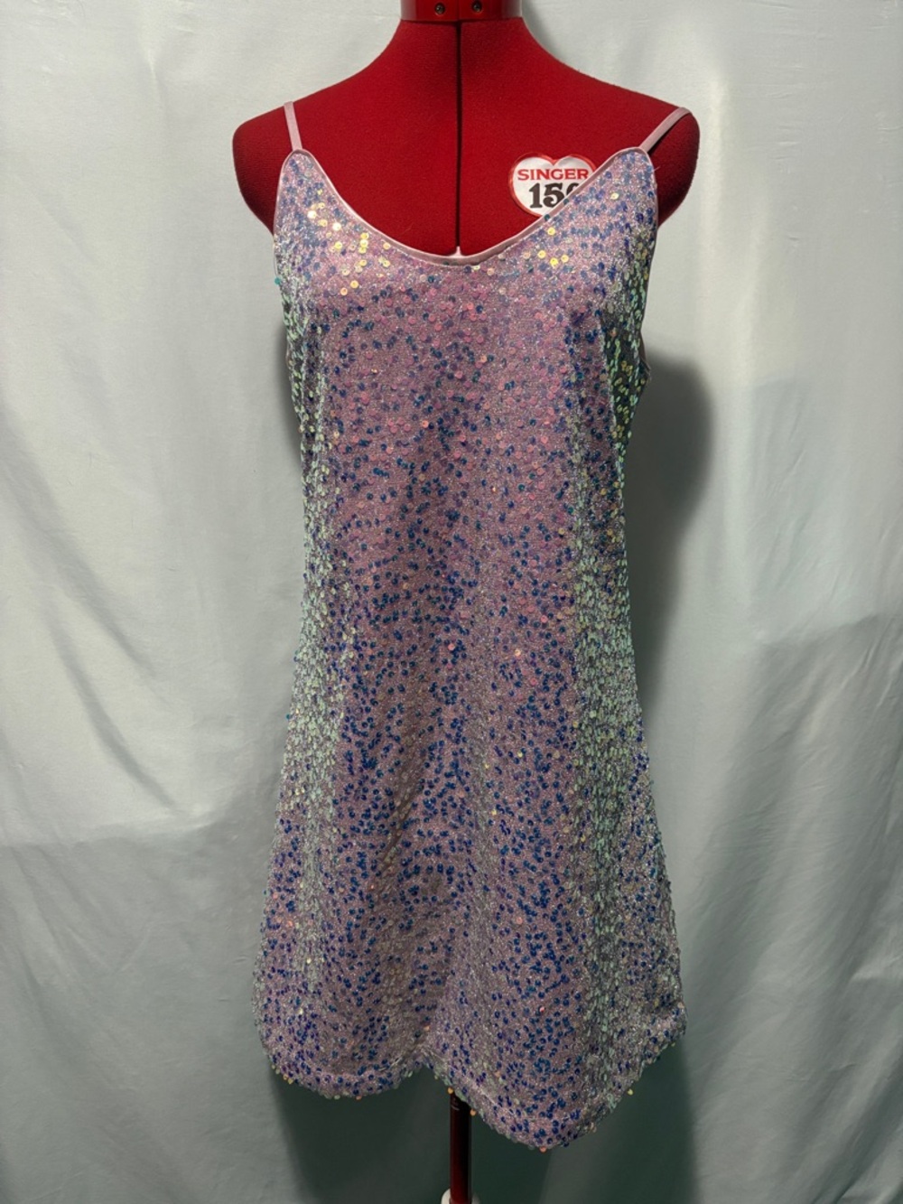 Allegra K Iridescent Pink Sequin Slip Dress